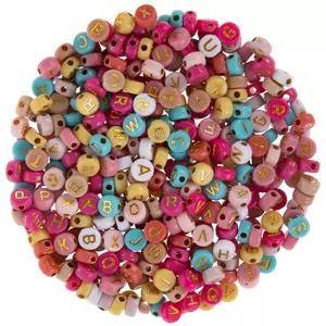 Assorted Letter Beads, 10mm Round ,Glow-in-the-Dark Multi-Co