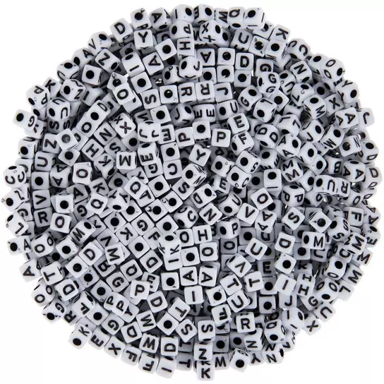 Bead Kit - Acrylic Number Beads (7 x 4 mm) White-Black (50 beads per number)