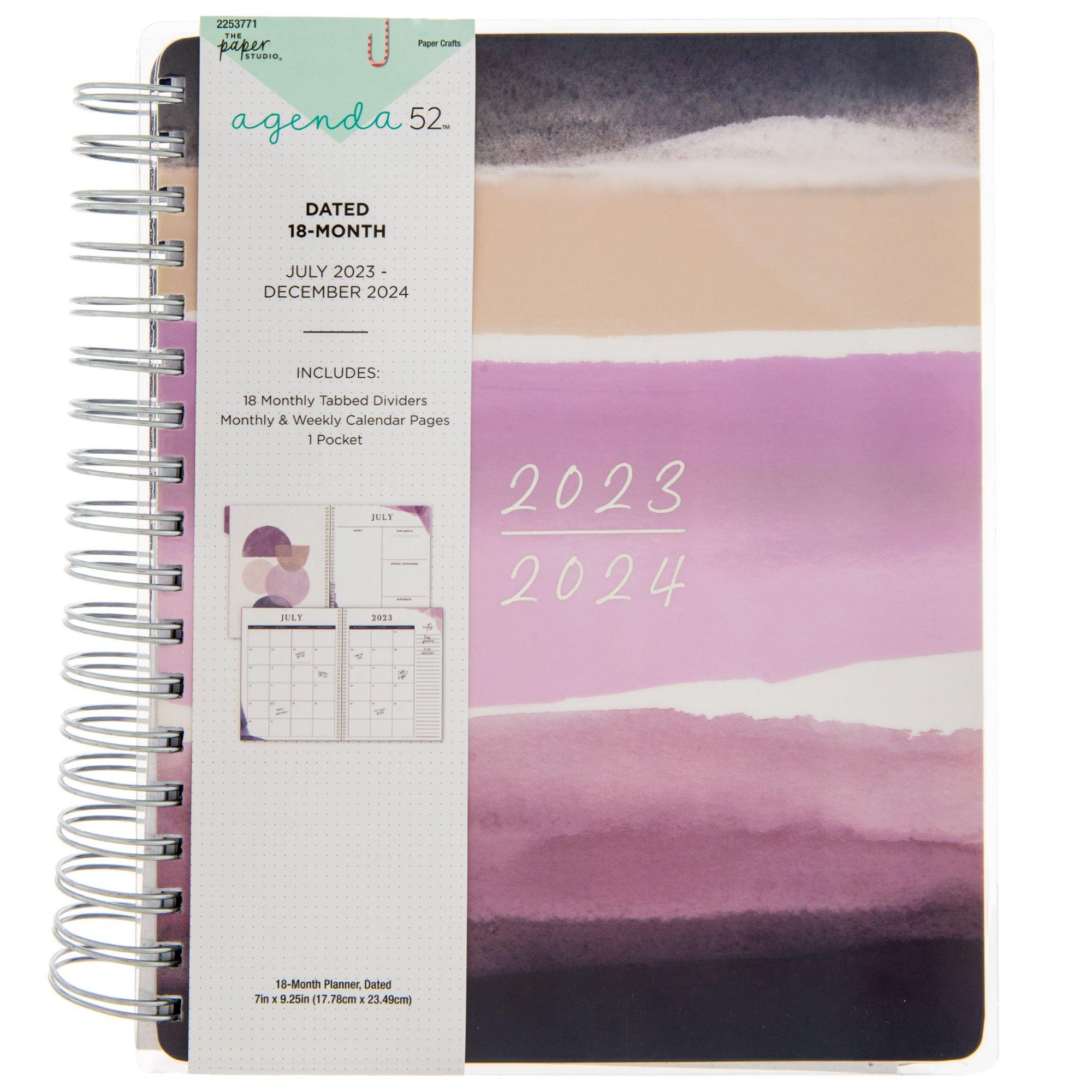 2023 2024 Purple Watercolor Landscape Spiral?Planner 18 Months