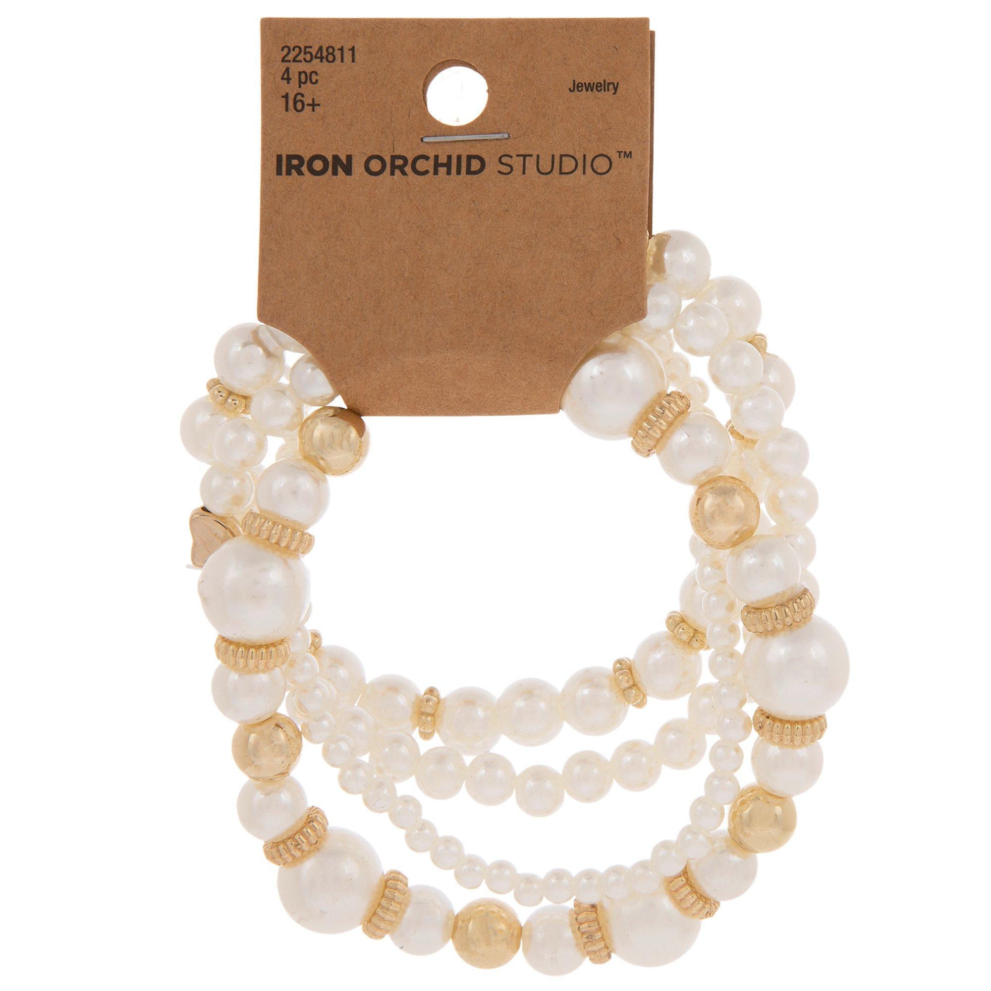 送税込【CRAFTD London】Iced Beaded Real Pearl Bracelet (2色) Men's Diamond Bead Pearl Bracelet (Silver) | CRAFTD London