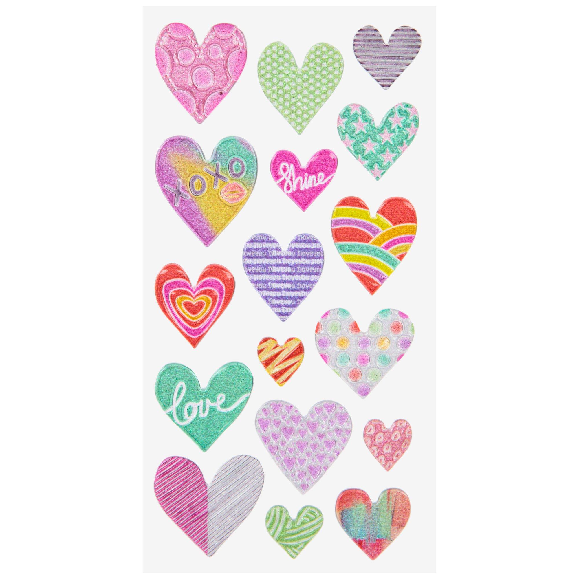 Solid & Glitter Heart Foam Stickers, Hobby Lobby