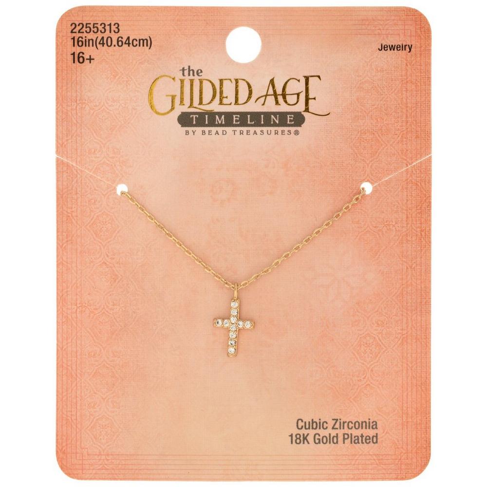 18K Gold Plated Cubic Zirconia Cross Necklace | Hobby Lobby | 2255313
