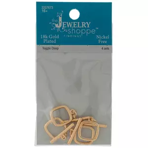 18K Gold Plated Rounded Square Toggle Clasps