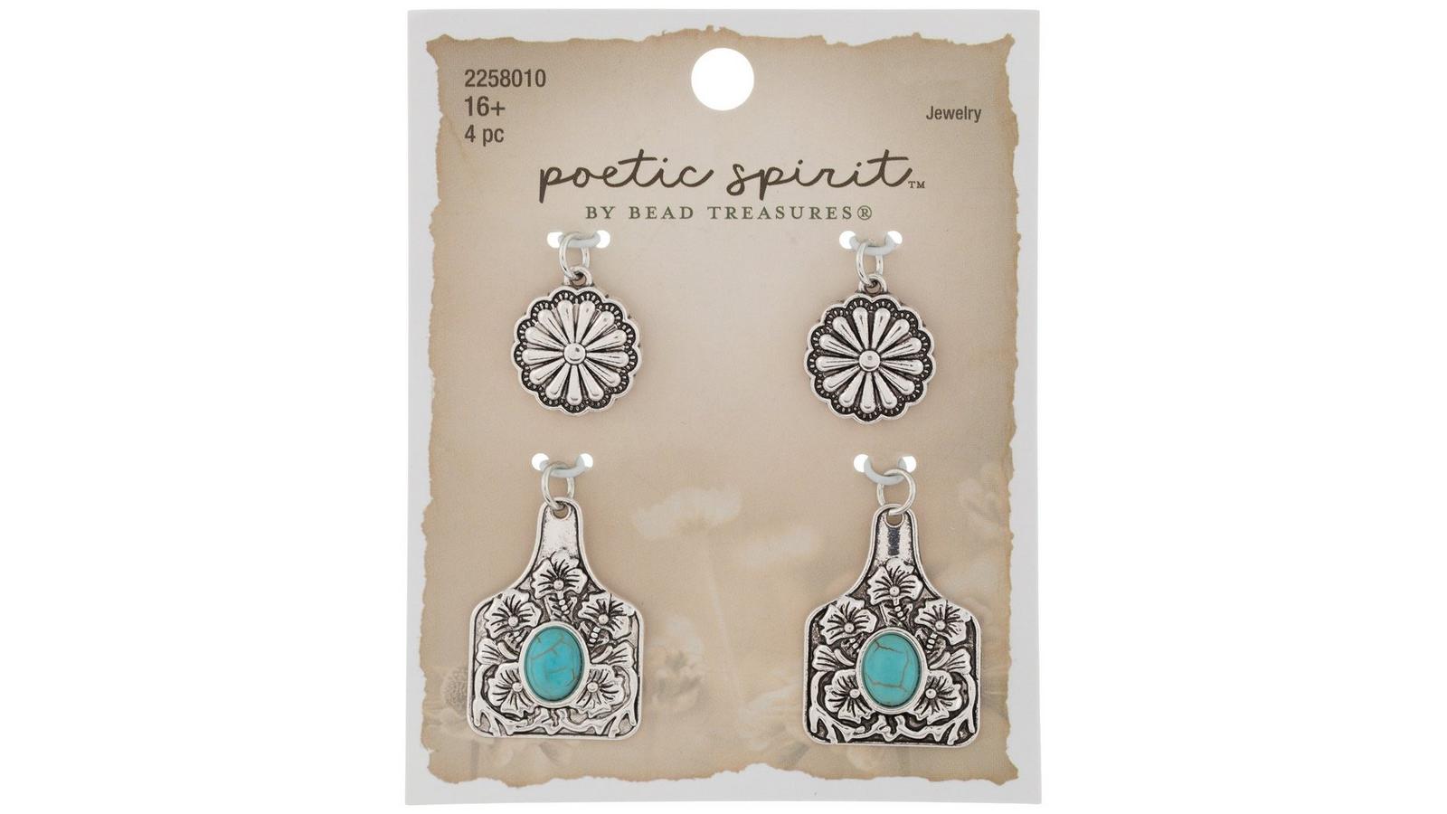 Broche Magnétique Western 30 Mm – Simili Turquoise Et Argent – Clever Adornments