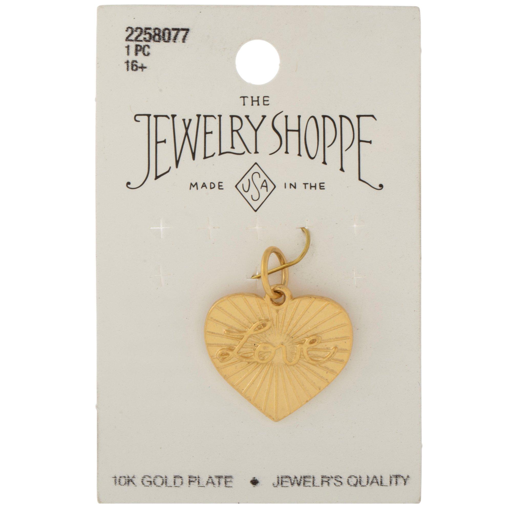 10K Gold Plated Love Heart Charm, Hobby Lobby