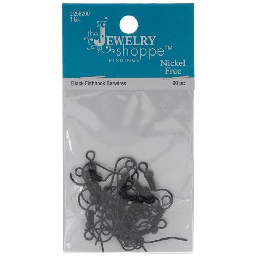 Black  20 Pieces  Fish Hook Ear Wires  20mm