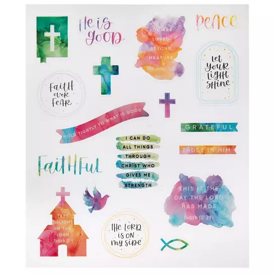 Watercolor Faith Stickers, Hobby Lobby