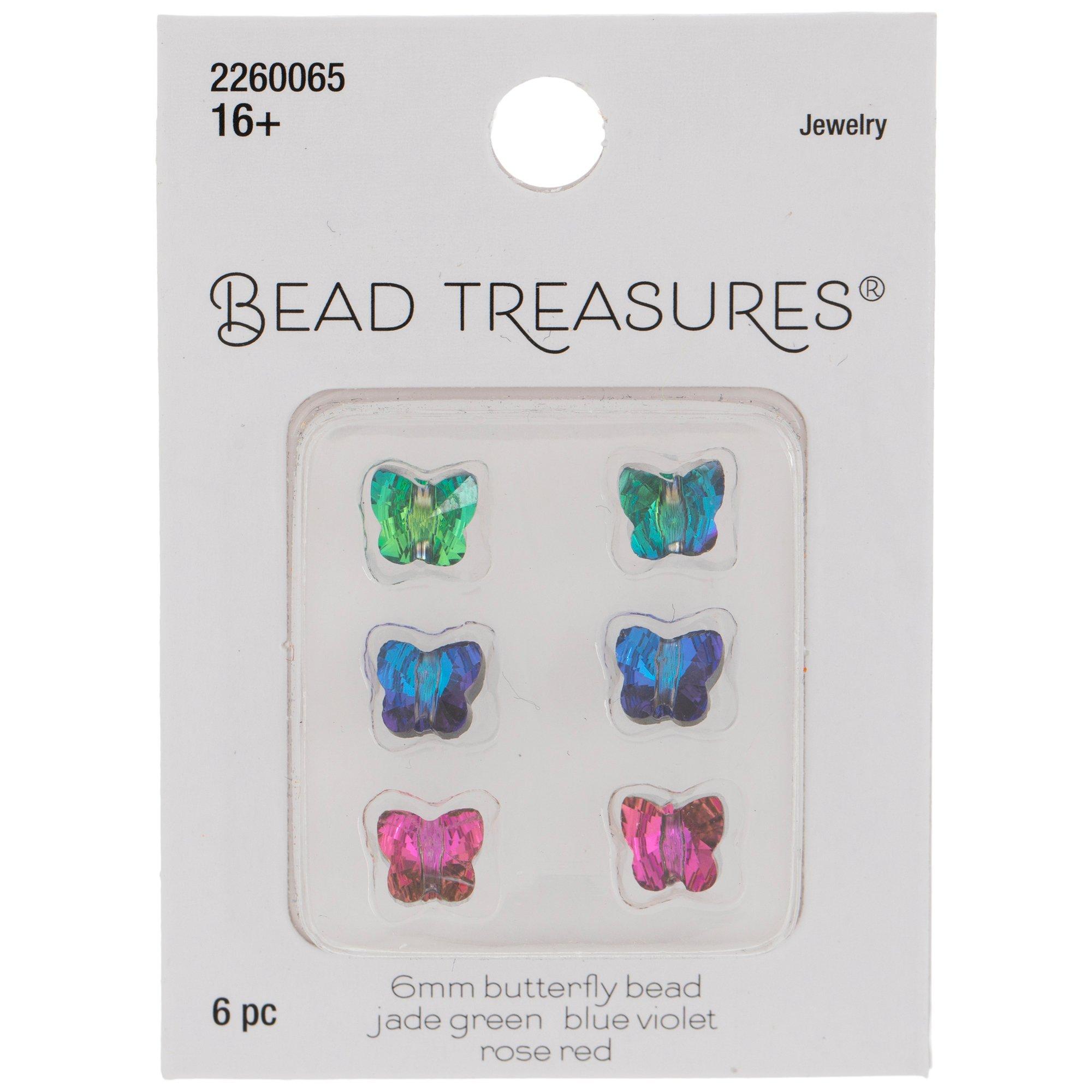 Green, Blue & Pink Butterfly Beads - 6mm, Hobby Lobby