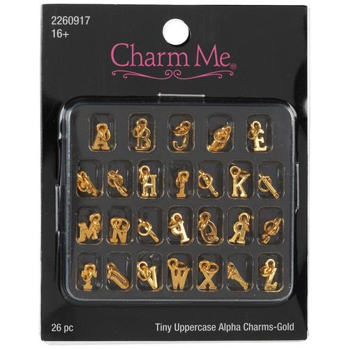Gold  Metallic Uppercase Alphabet Charms