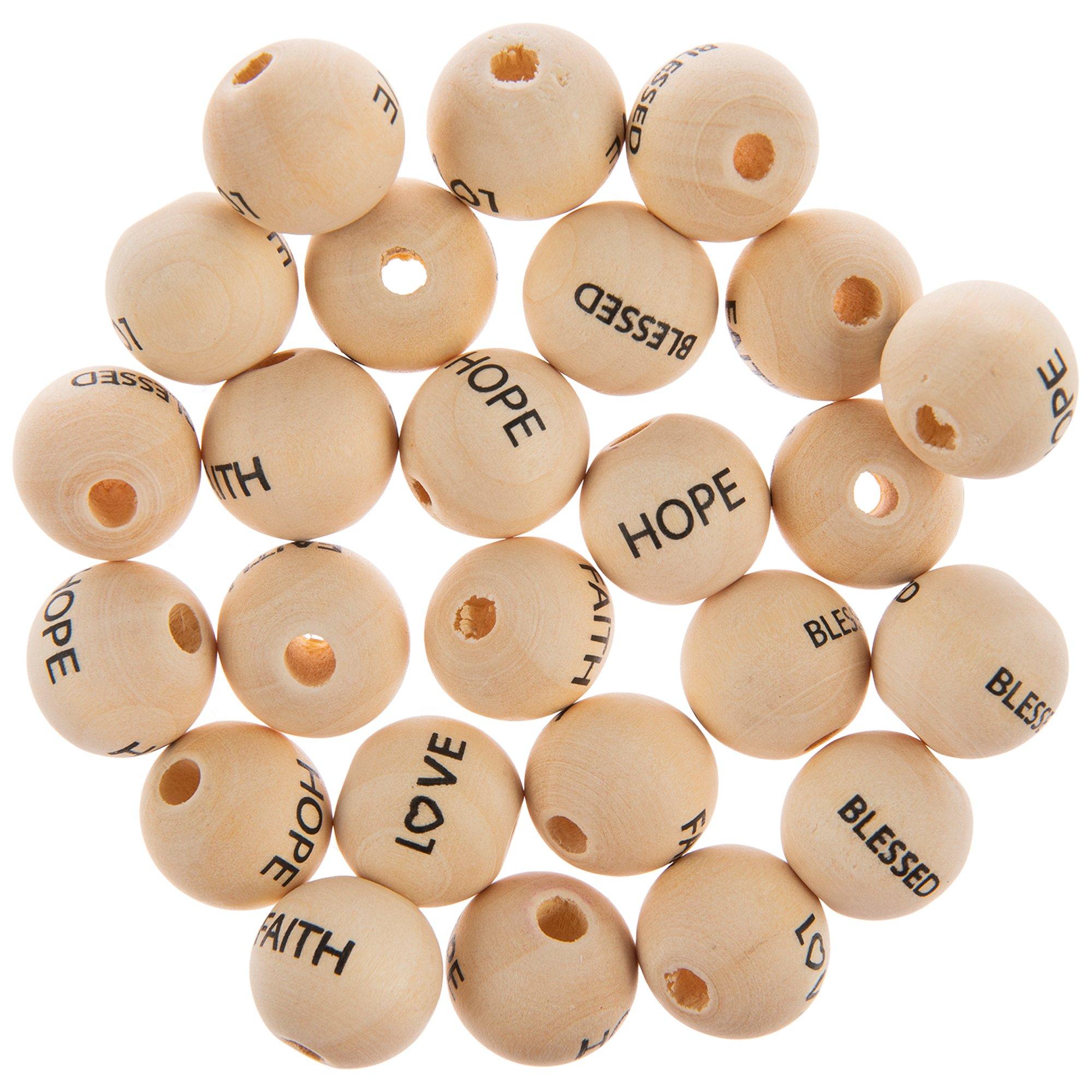 Faith, Hope, Love & Blessed Round Wood Beads Hobby Lobby 2261220