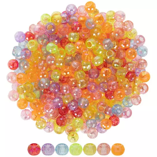 Pony Beads-Clear Assorted Colors 50G