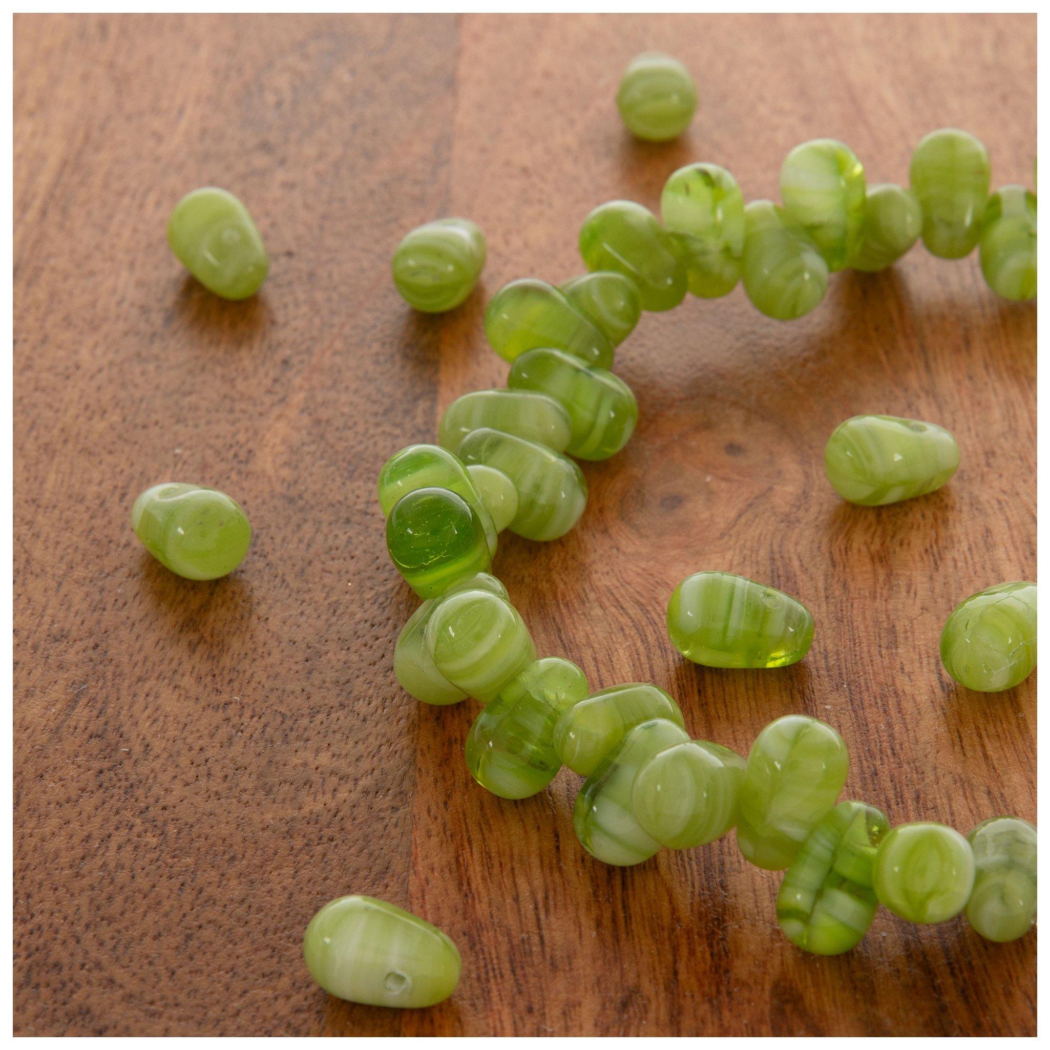 Iridescent Green Glass Teardrop Beads, 14mm by Bead Landing™