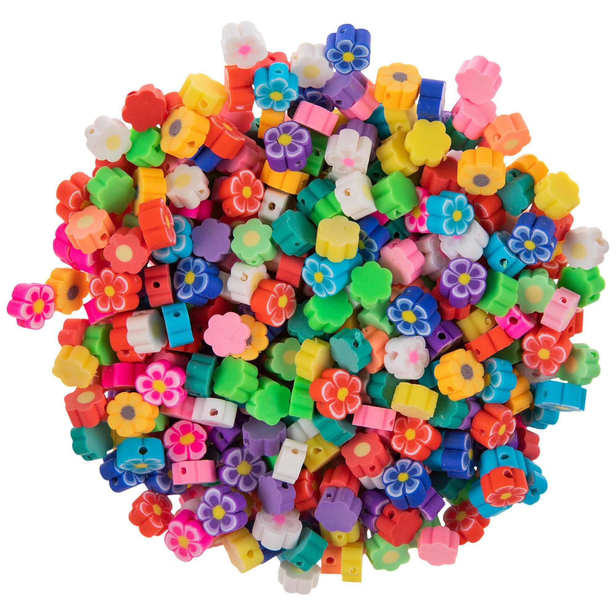 Flower Polymer Clay Beads Mix / Assorted Beads (8mm / Round