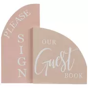 Pink Guest Book Arched Wood Sign