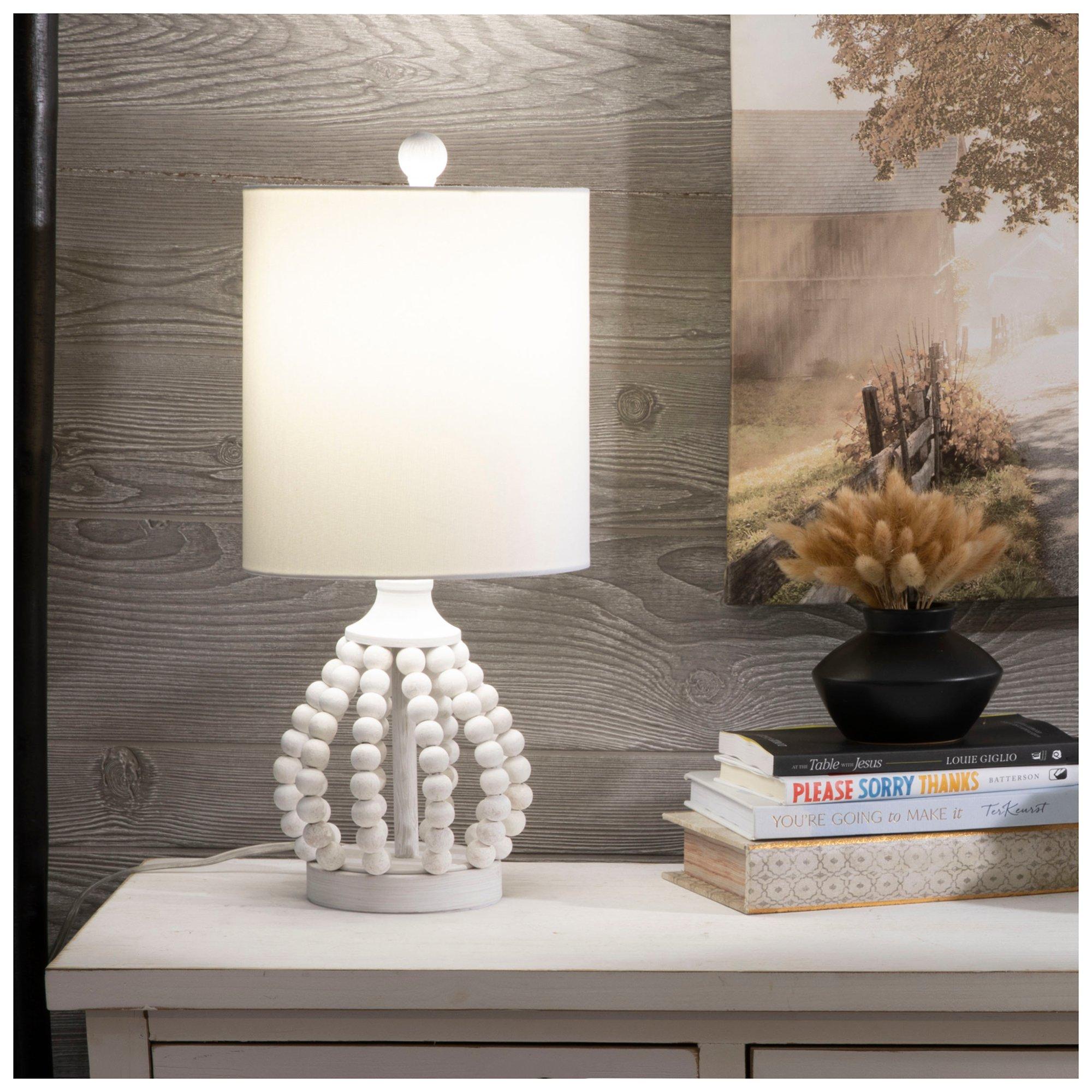 Wood bead deals table lamp