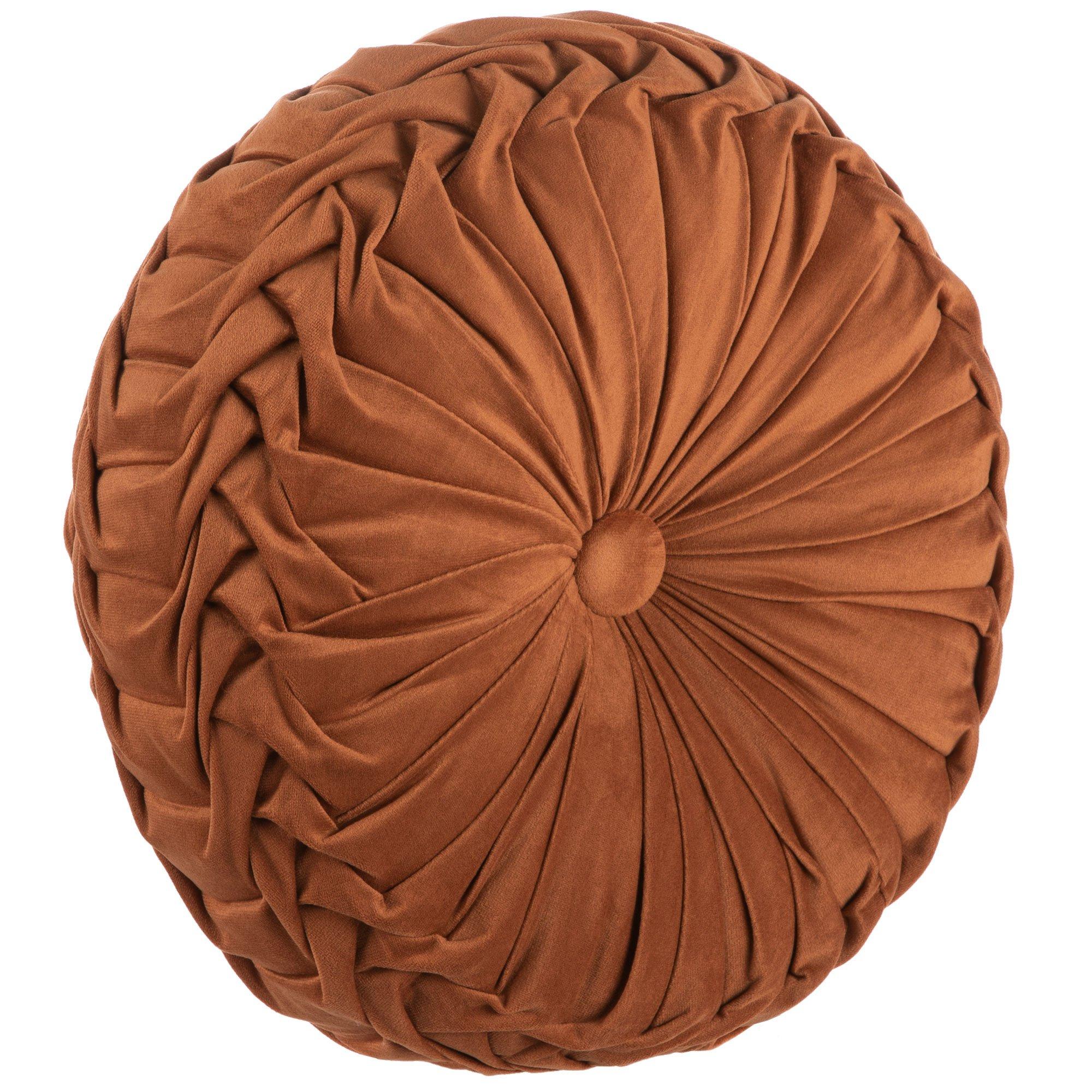 Fashion Round Cushion Velvet Fabric Soft Throw Pillow Pleated