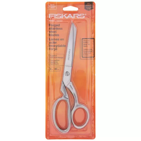 Fiskars Forged Scissors - 8 Stainless Steel - Paper and Fabric Scissors  for Office, Arts, and Crafts - Silver