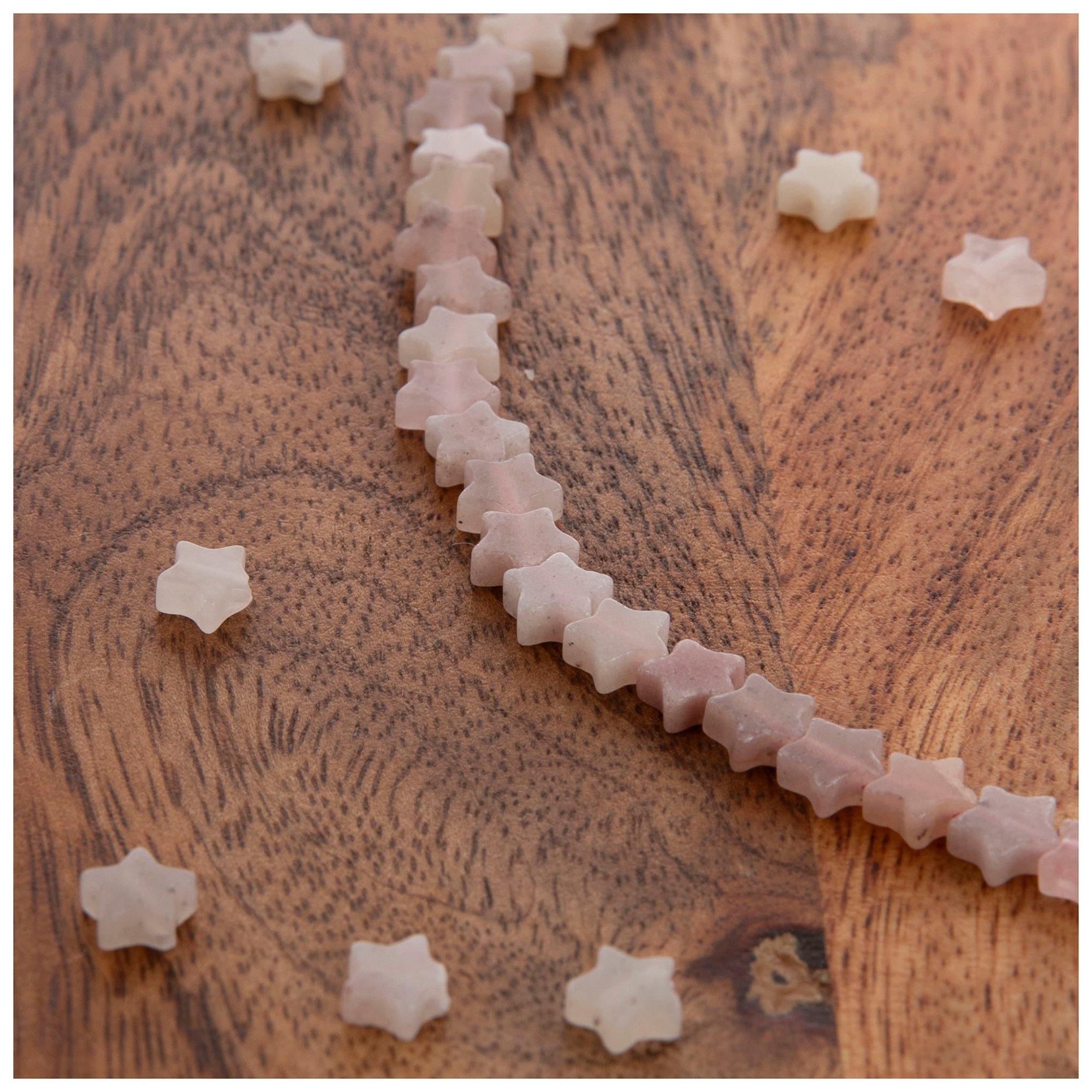 Strawberry Quartz Star Bead Strand view 1
