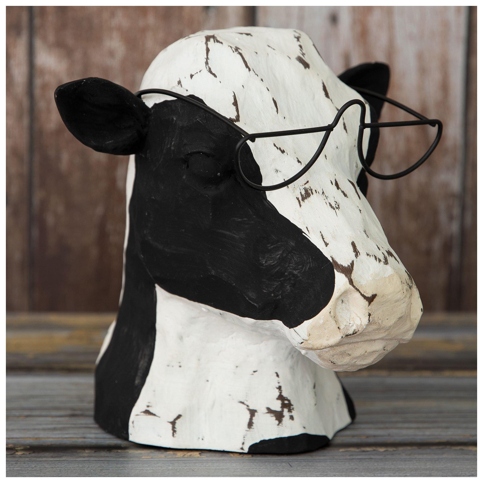 Vintage unique realistic looking glass cow with vintage clothes also has online cute li