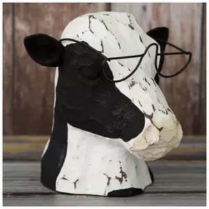 Cow Wearing Glasses Wood Decor