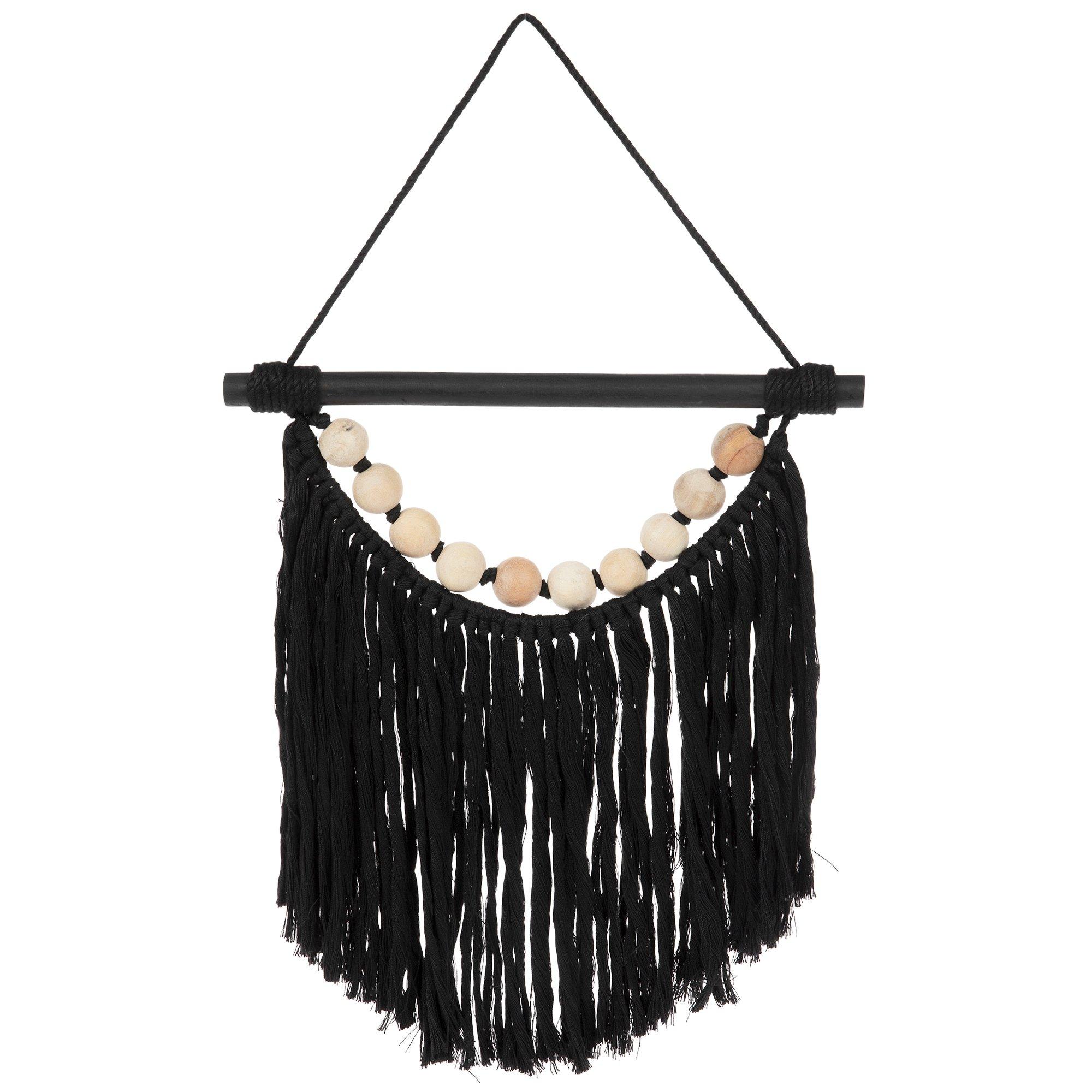 CEREMONIA - handmade black beaded tassel wall hanging