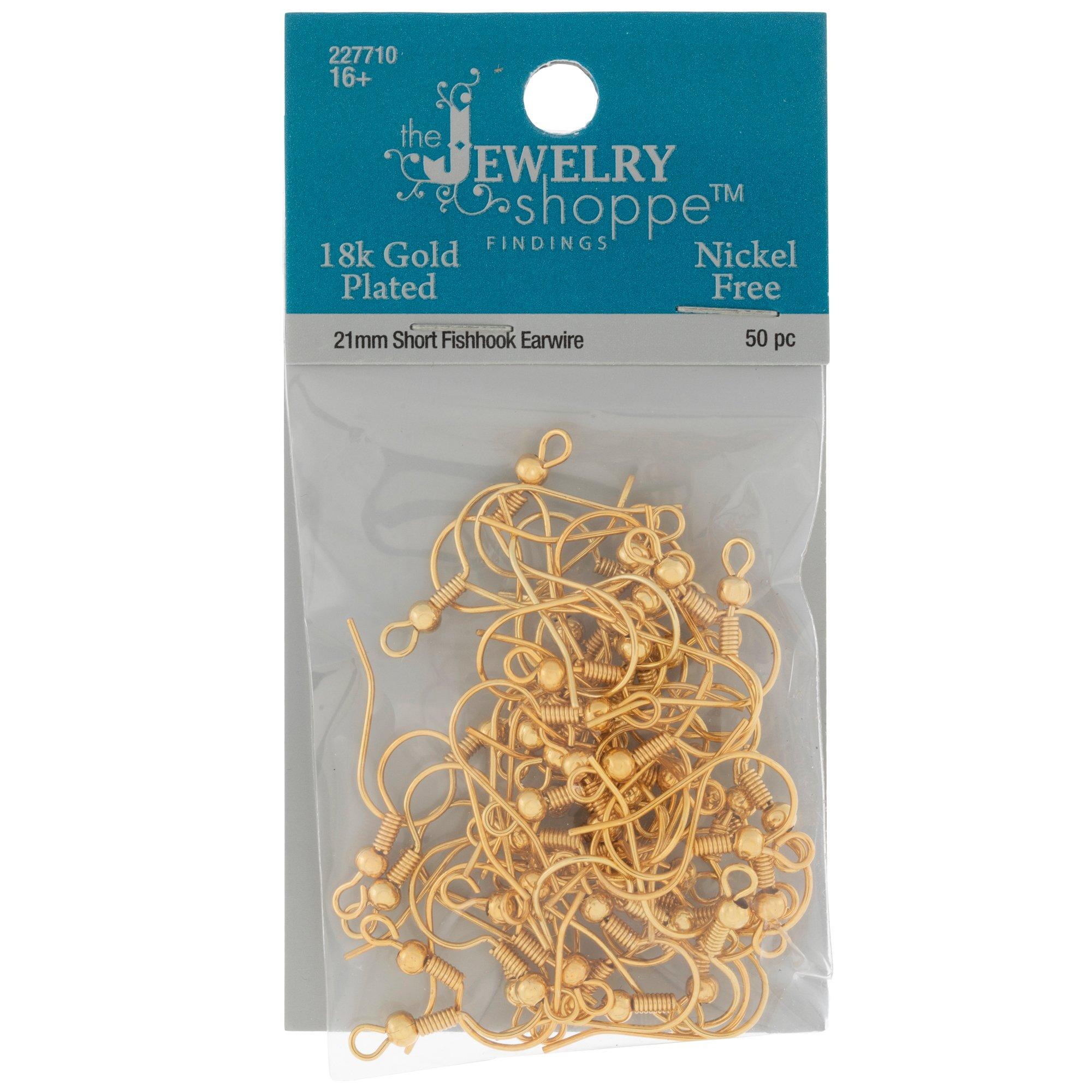 18K Gold Plated Short Fish Hook Ear Wires 21mm