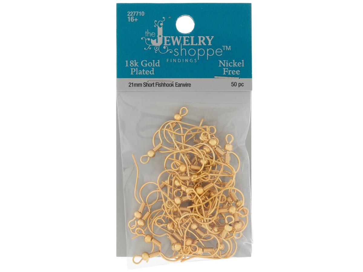 18K Gold Plated Short Fish Hook Ear Wires 21mm Hobby Lobby