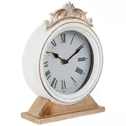 Antique White Crown Top Wood Clock