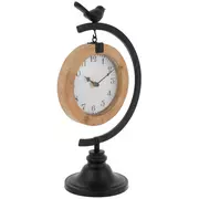 Black & Natural Bird Metal Clock