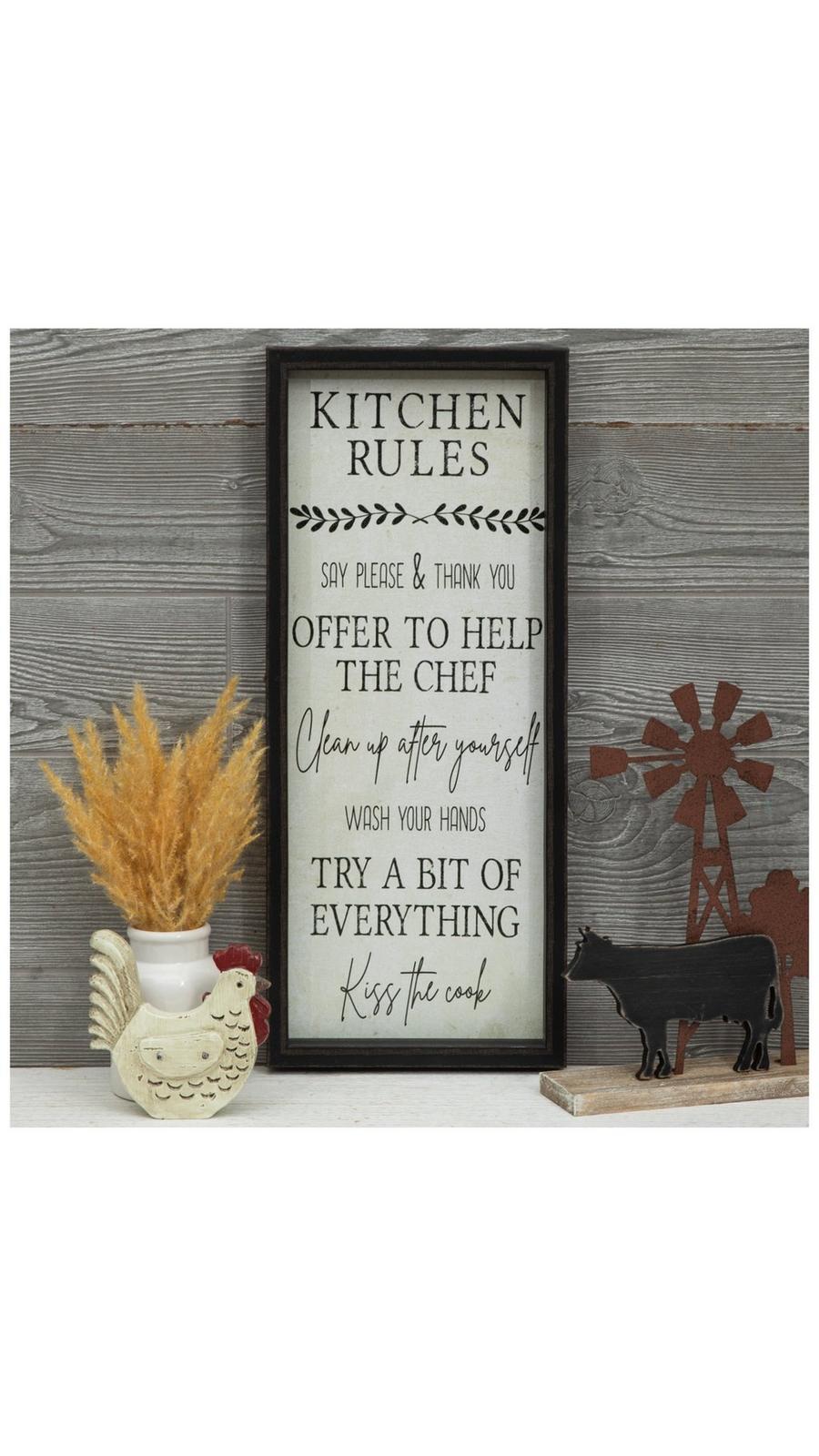 "Kitchen Fees" Wall Sign - Rustic Decor For Cooks, Funny Kitchen Plaque, 8x5 Inches