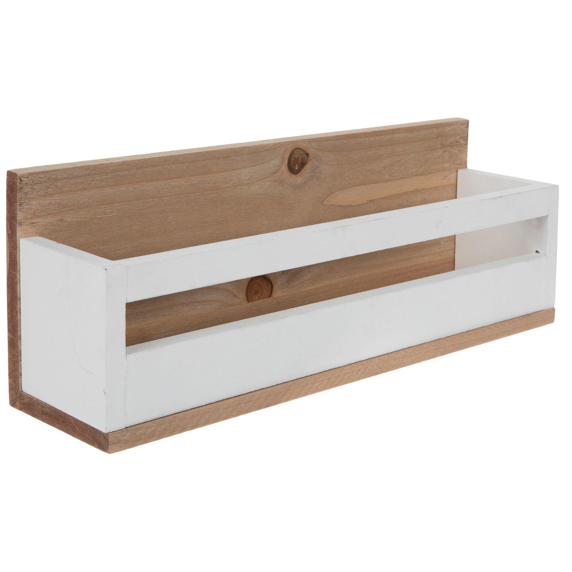 White Rustic Wood Wall Shelf With Hooks, Hobby Lobby