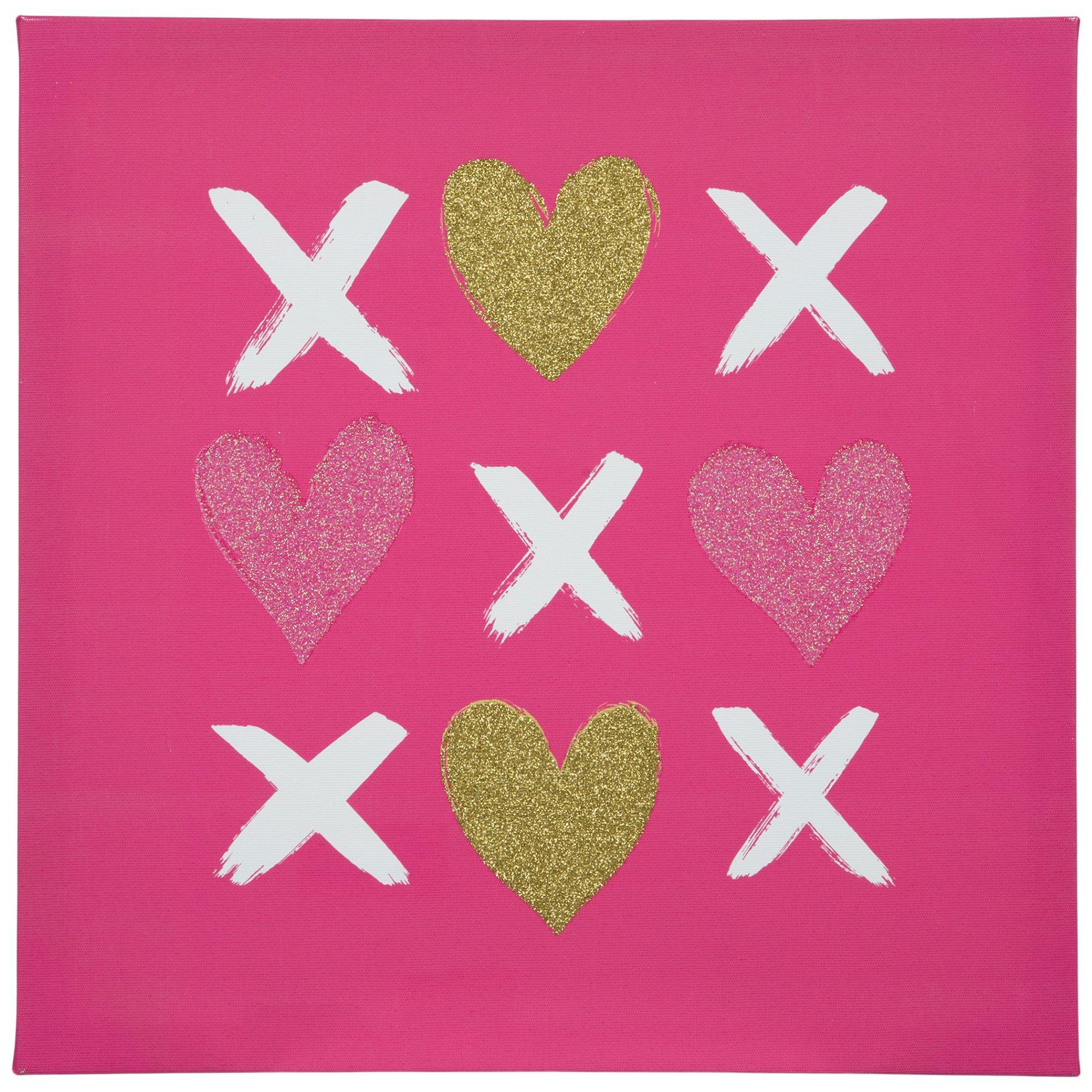 Pink Heart Tic-Tac-Toe Canvas Wall Decor, Hobby Lobby