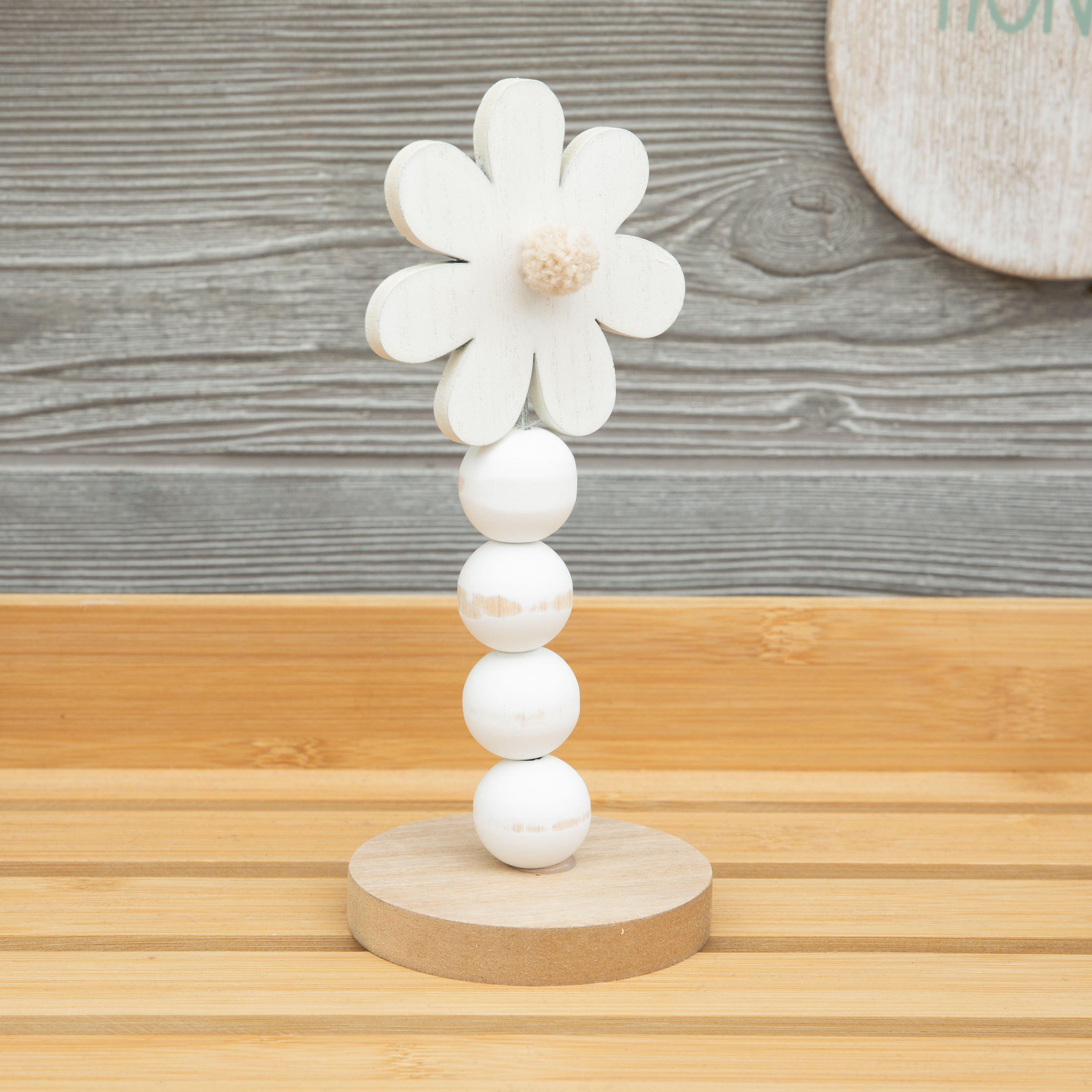 White Daisy Beaded Wood Decor Hobby Lobby 2283083