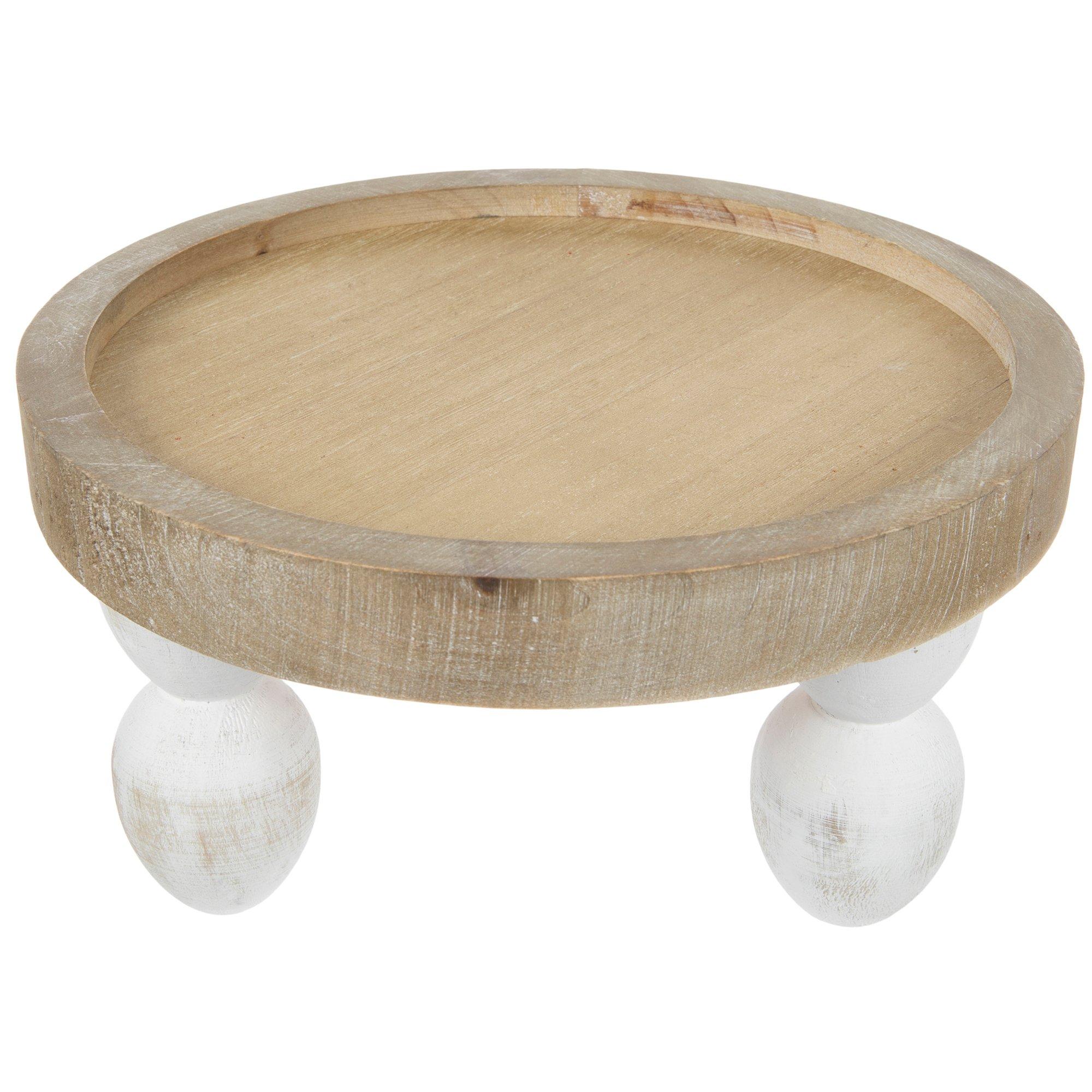 Brown & White Egg Round Wood Tray Hobby Lobby 2284008