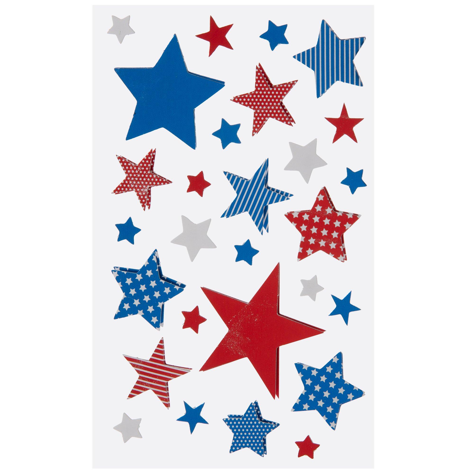 Red, White & Blue Stars Foil 3D Stickers | Hobby Lobby | 2284578
