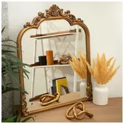Gold Baroque Arch Wood Wall Mirror