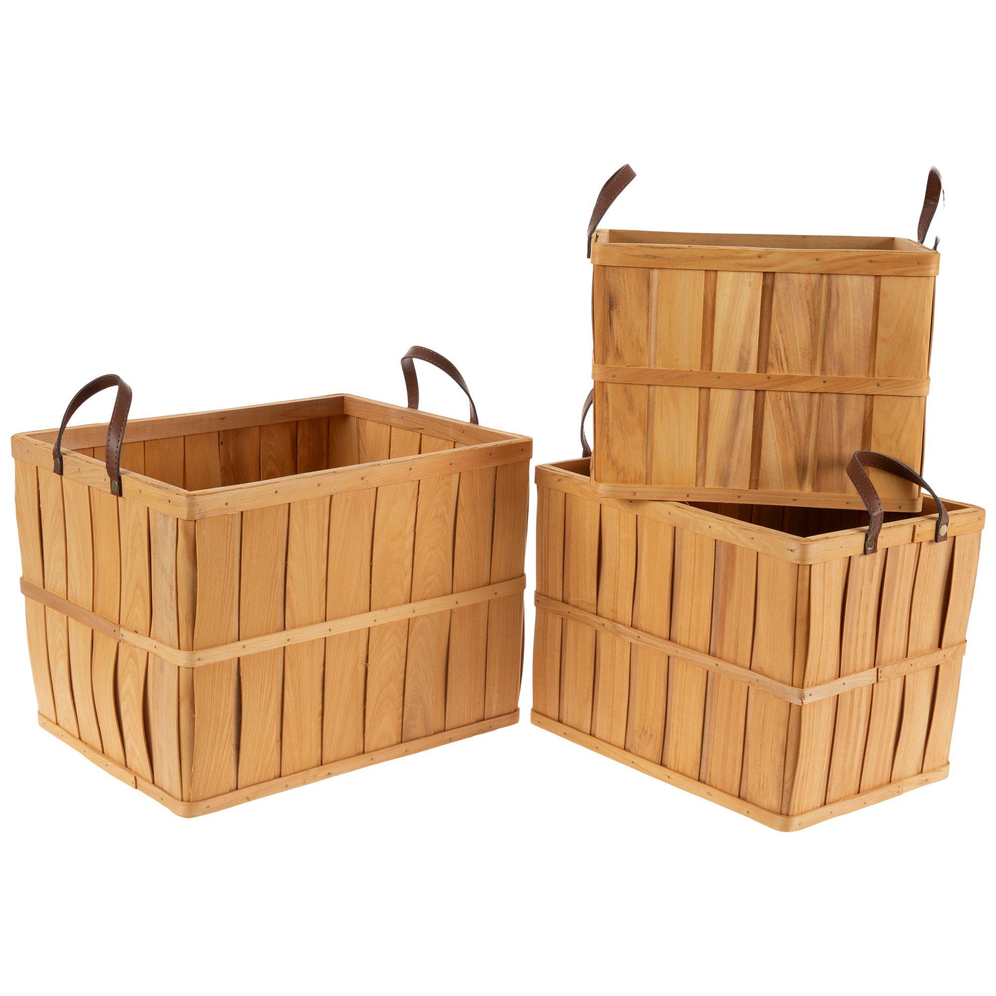 Natural wood basket box 60x40x14 cm. Ref.AT11318 - Mabaonline