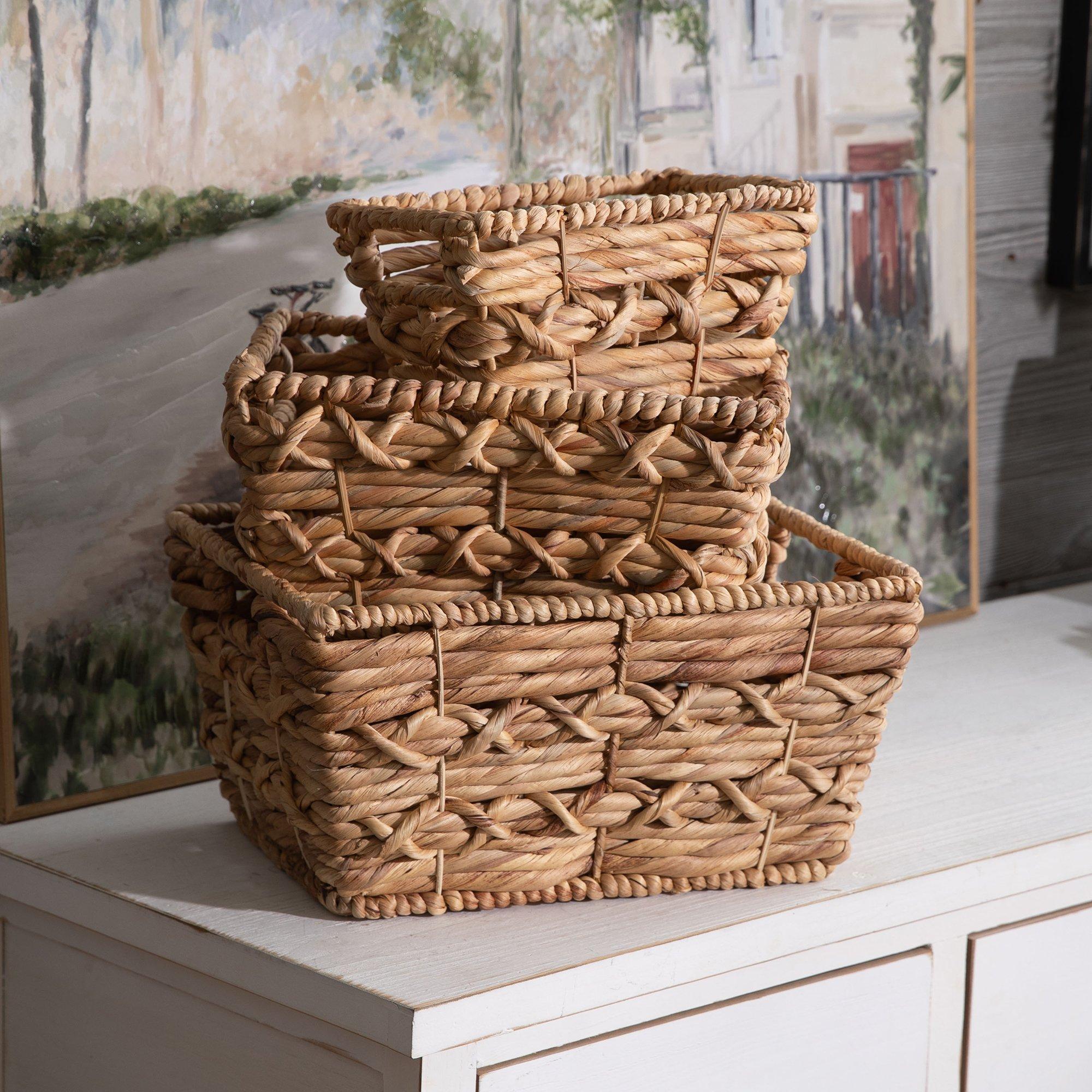 Footed Woven Basket With Dividers, Hobby Lobby