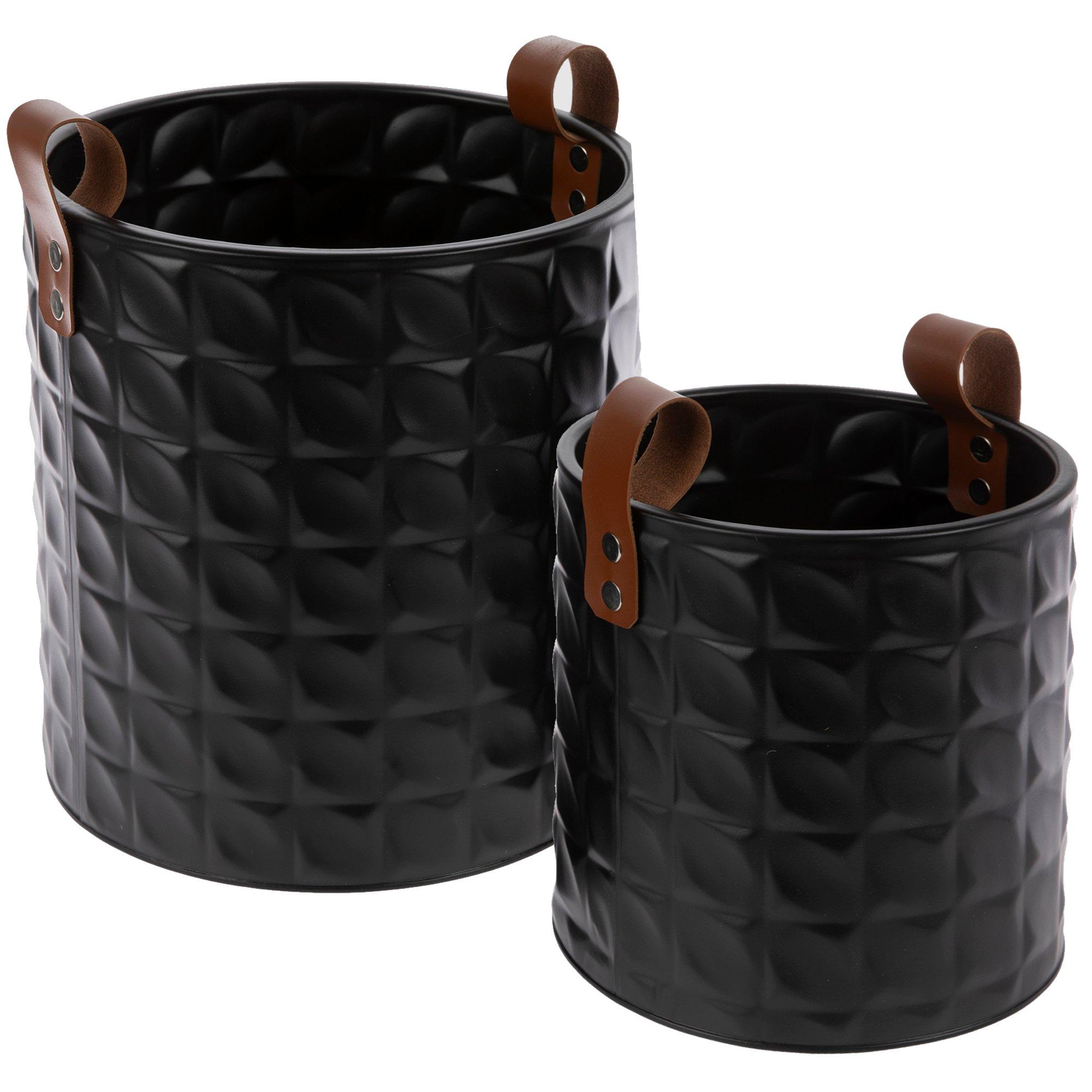 Black Round Metal Container Set