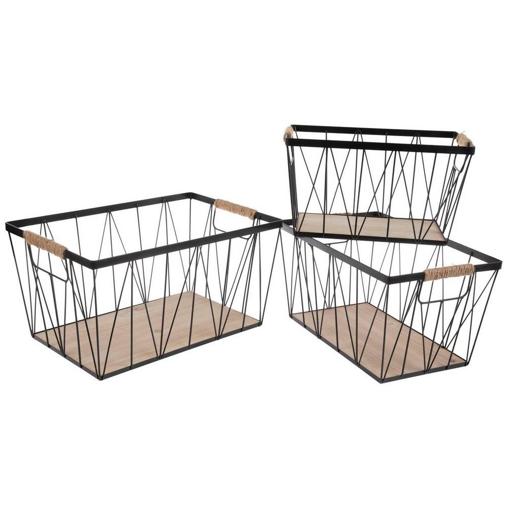 MATE. BASE BASKET ブラック Black Wired Basket Set | Hobby Lobby | 2287027