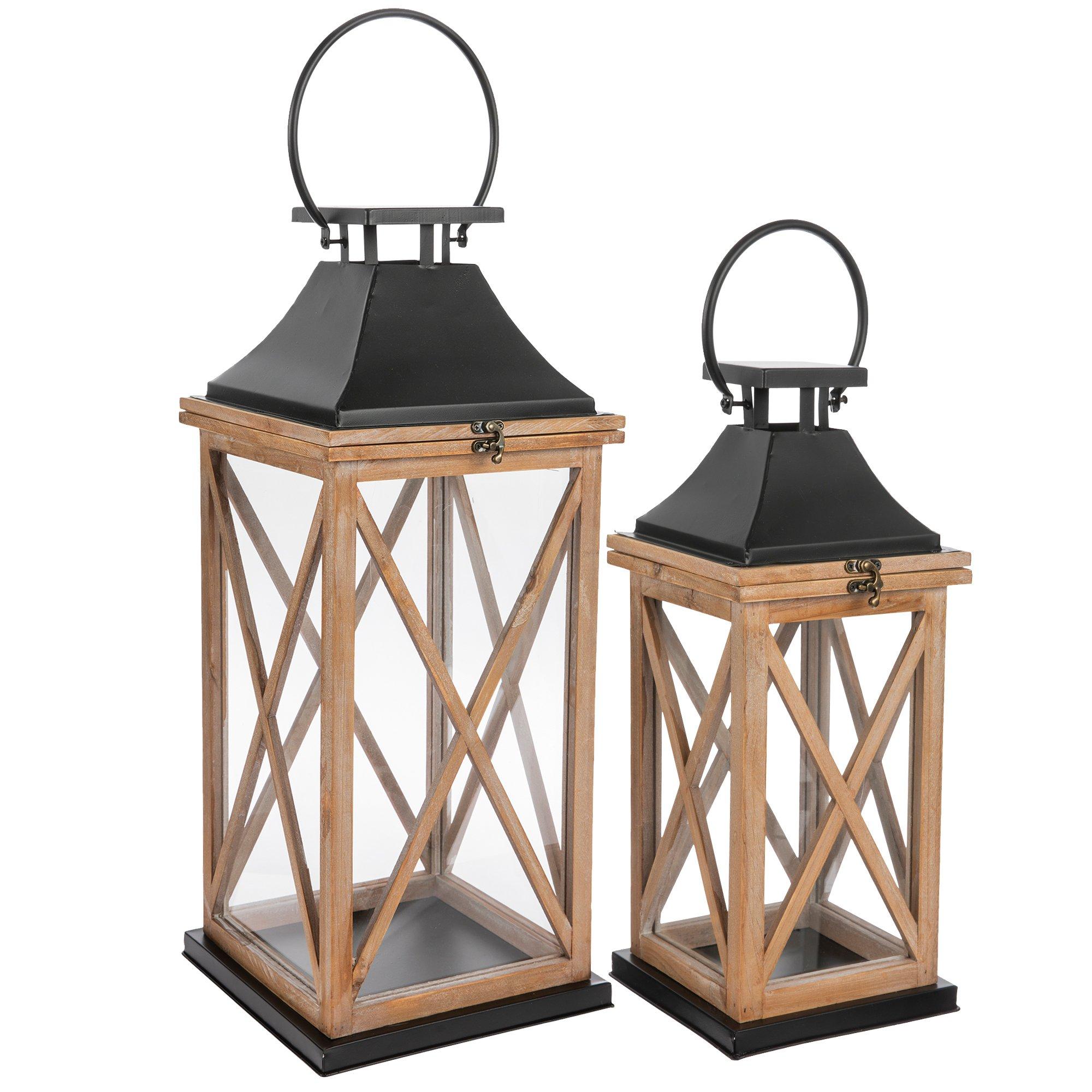 Whitewash Wood Lantern Set Hobby Lobby 2287258