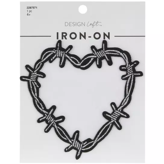 Barbed Wire Heart Iron-On Patch, Hobby Lobby