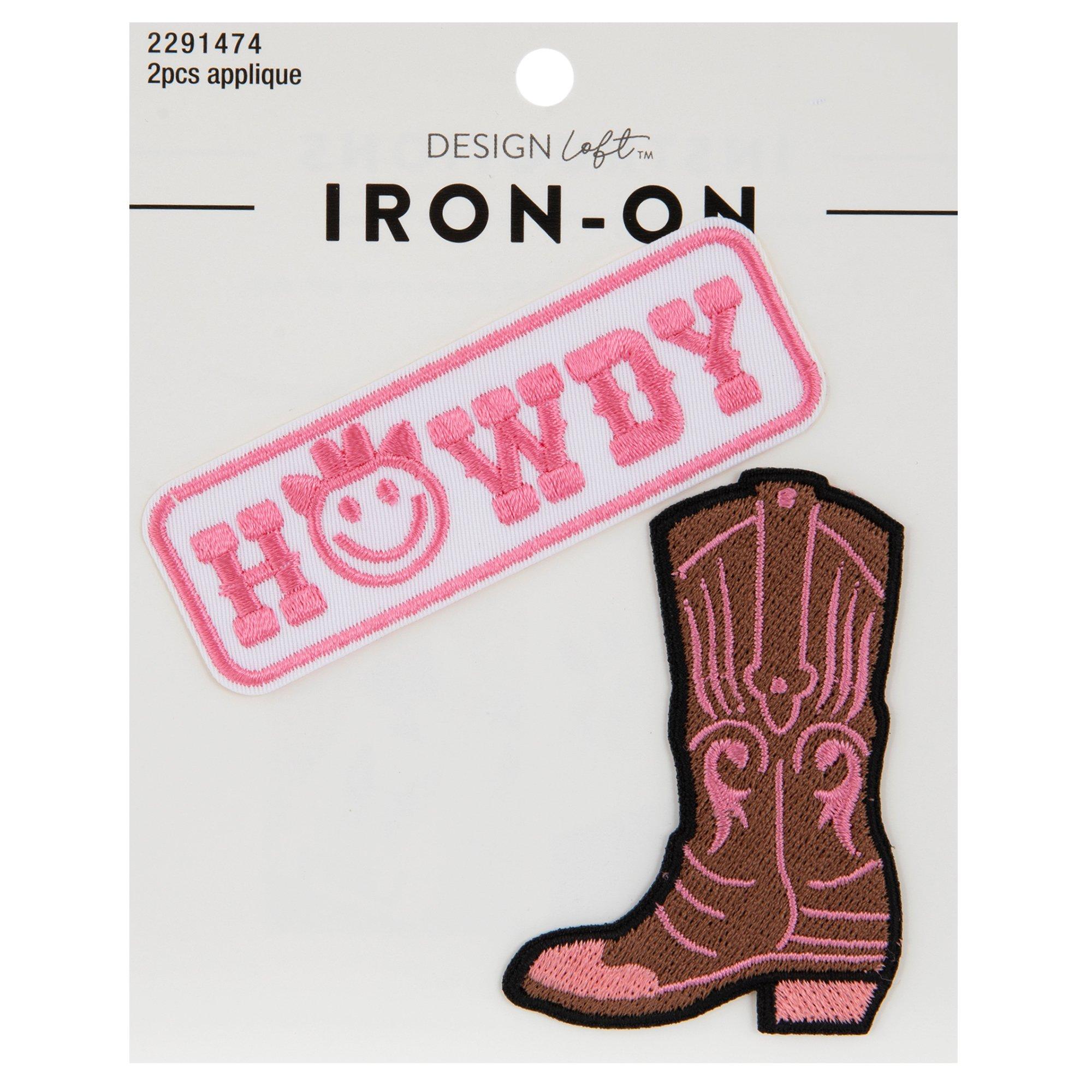 Pink Howdy & Boot Iron-On Patches