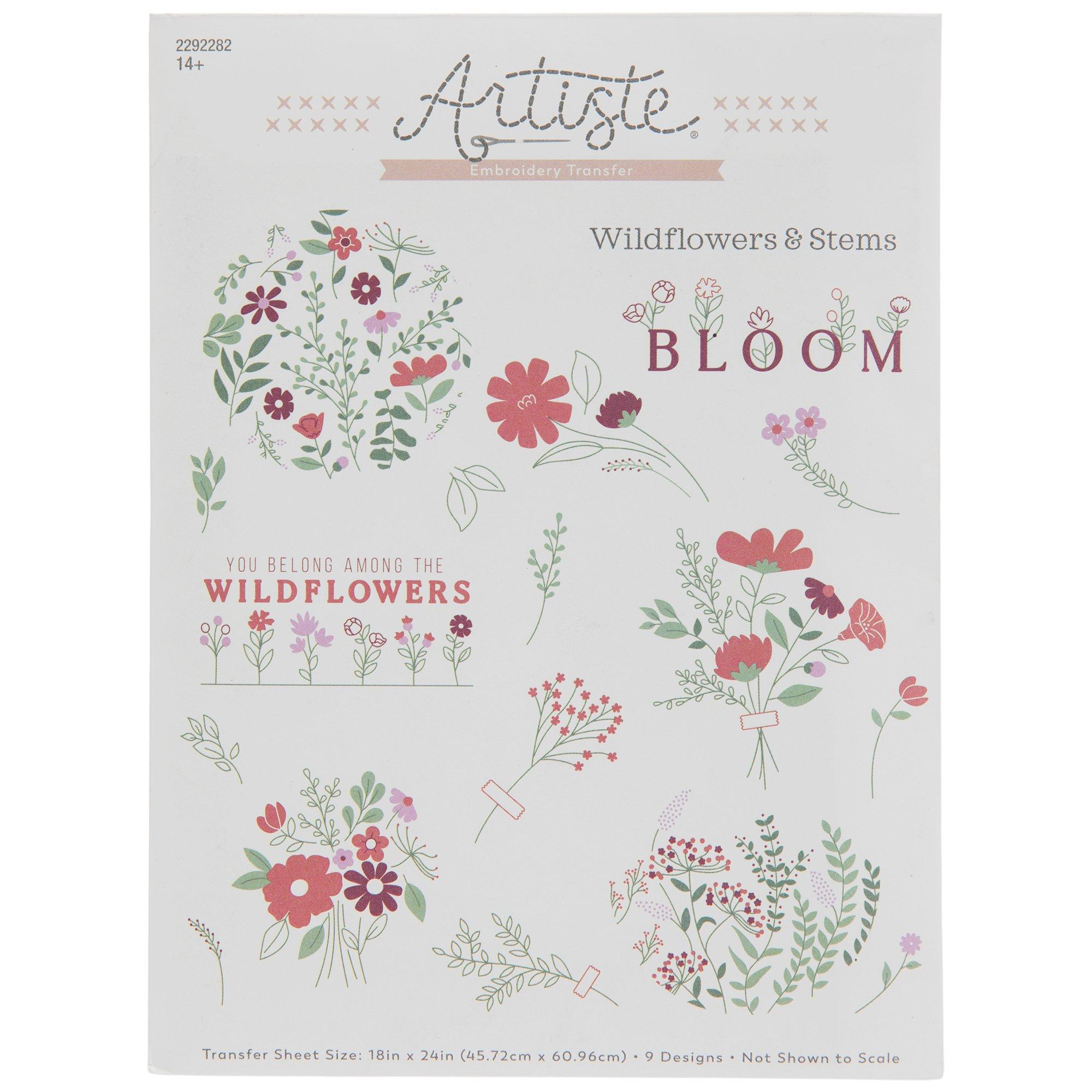 Wildflowers & Stems Embroidery IronOn Transfers Hobby Lobby 2292282