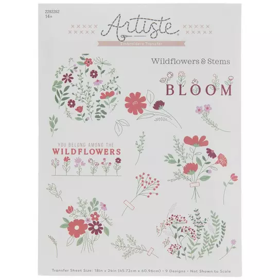 Wildflowers & Stems Embroidery Iron-On Transfers, Hobby Lobby
