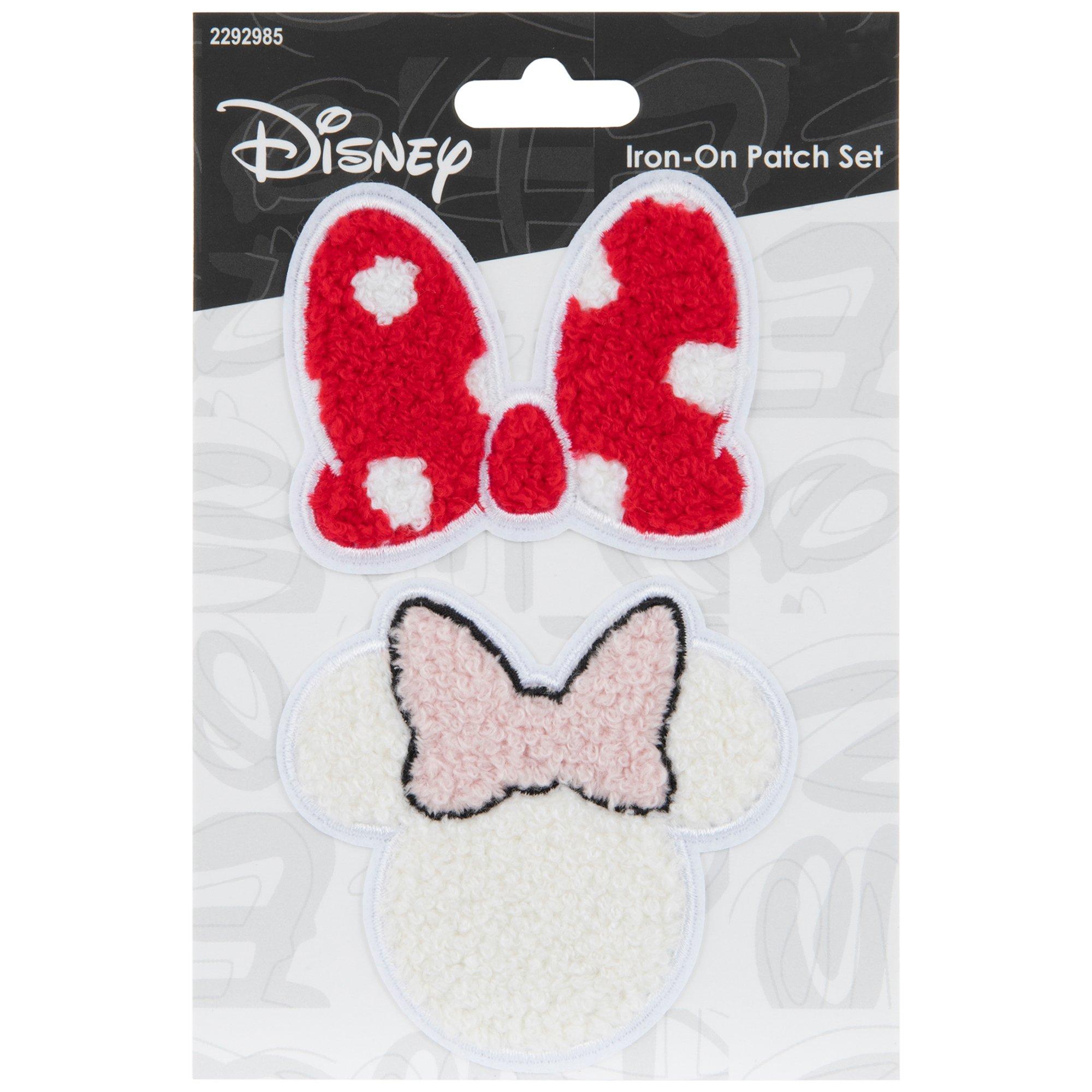 Minnie Mouse Pink Head Patch Gold Disney Cartoon Chenille Iron on