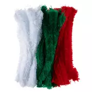 Red, Green & White Fuzzy Chenille Stems