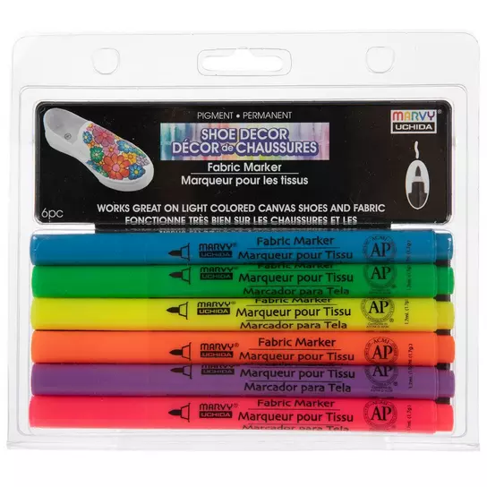 Colorful Fabric Markers -12 Colors Fabric Markers Permanent for Clothes -  Non-Toxic Fabric Paint Pens for Personalizing Shirts Bags Hats Canvas and