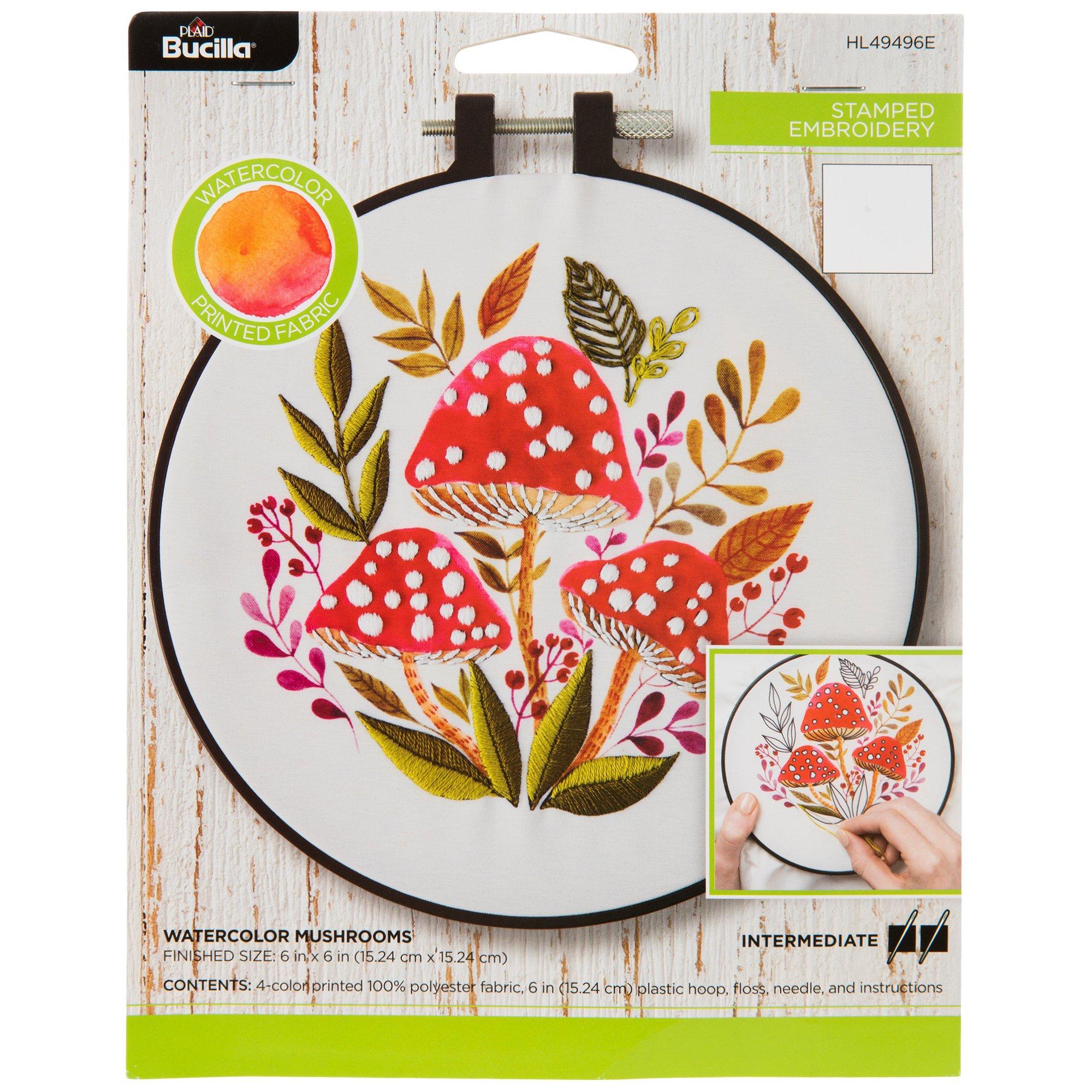 Mushroom Glade Embroidery Kit 6 Hoop Woodland, Forest, Autumn and Fall  Theme DIY Hand Embroidery Craft Kit 