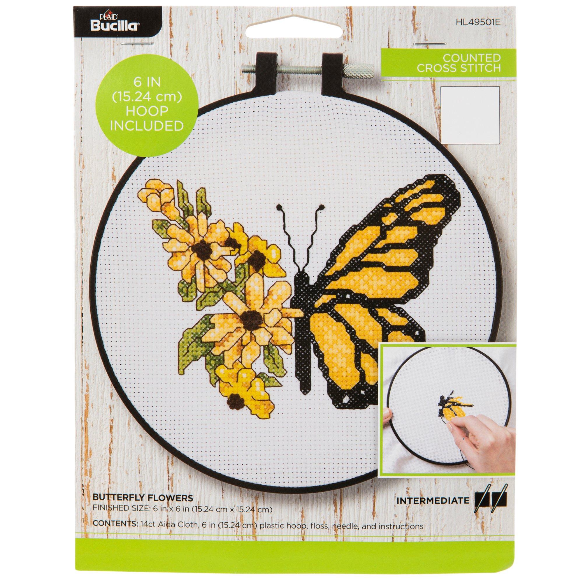 wusarply Butterfly Stamped Cross Stitch Kits - Counted Cross